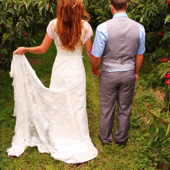 Beautiful boho wedding Soft lace dress S or size 4 - Picture 11 of 12